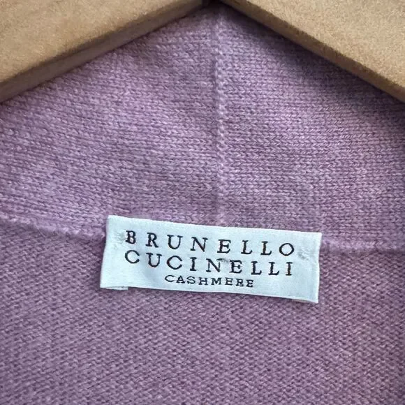 Brunello Cucinelli Size Medium Pink Purple Double Zipper Ruched Cashmere Sweater - Picture 13 of 14